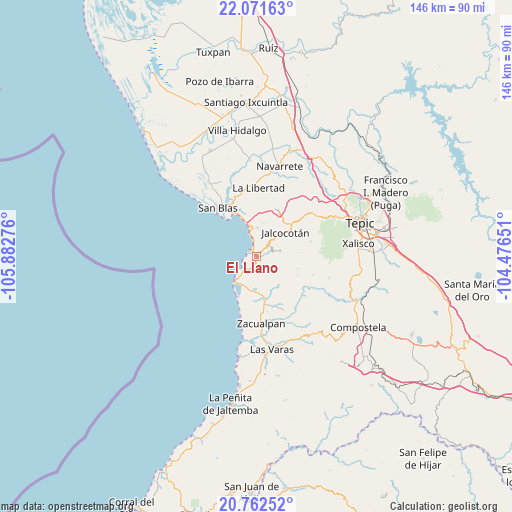 El Llano on map