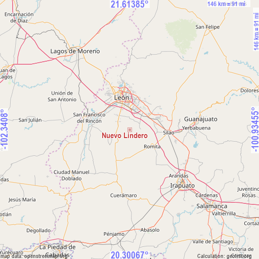 Nuevo Lindero on map