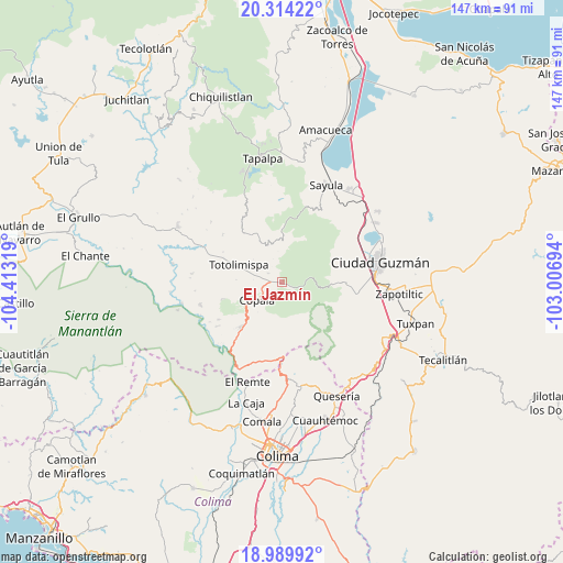 El Jazmín on map