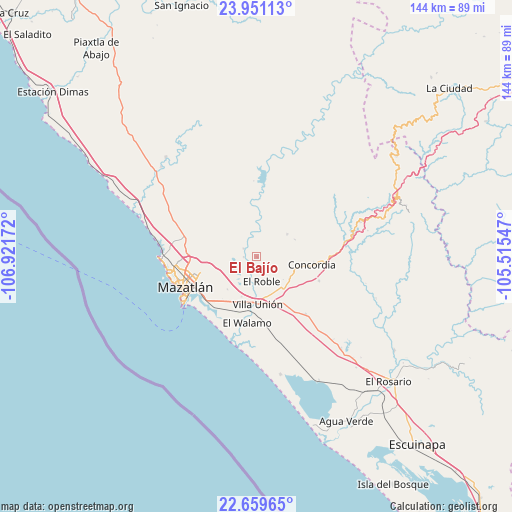 El Bajío on map