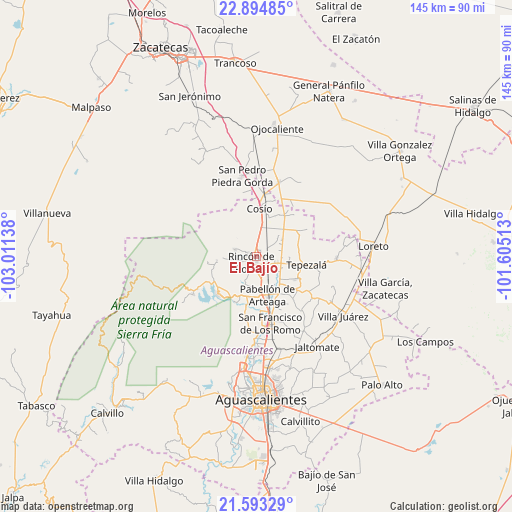 El Bajío on map