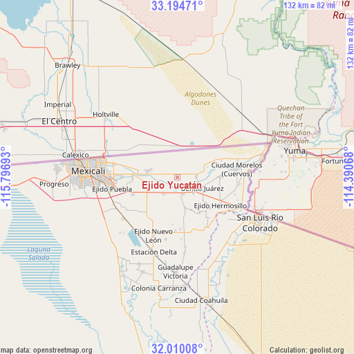 Ejido Yucatán on map