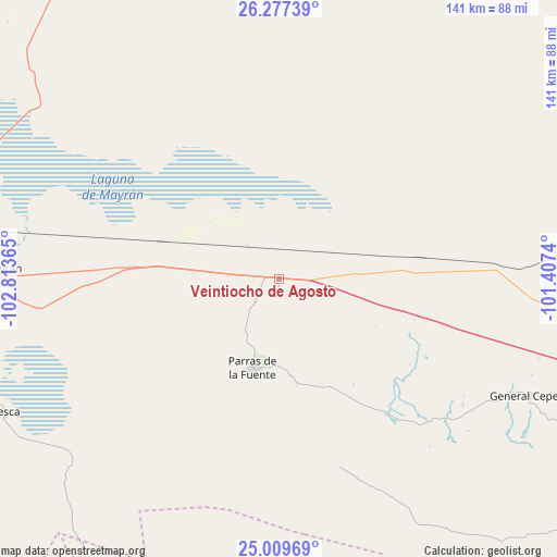 Veintiocho de Agosto on map