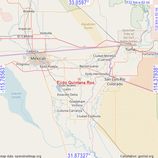 Ejido Quintana Roo on map