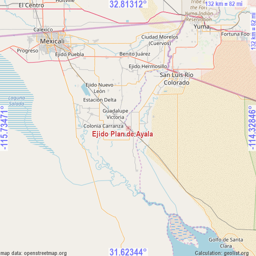 Ejido Plan de Ayala on map