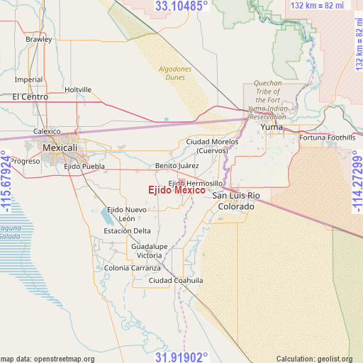 Ejido México on map