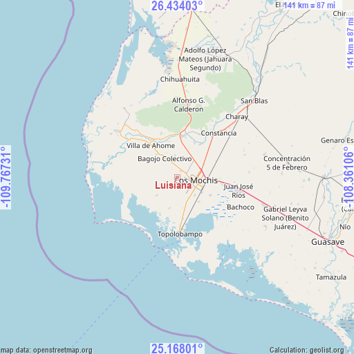 Luisiana on map