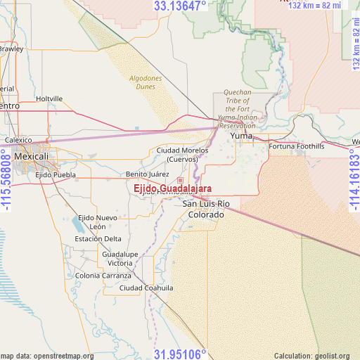 Ejido Guadalajara on map