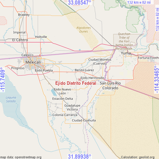 Ejido Distrito Federal on map