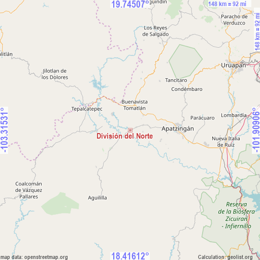 División del Norte on map