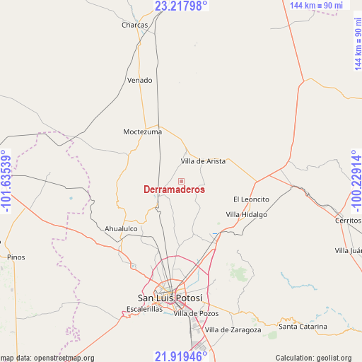 Derramaderos on map