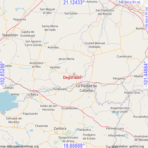 Degollado on map