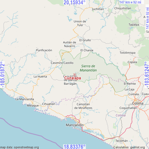 Cuzalapa on map