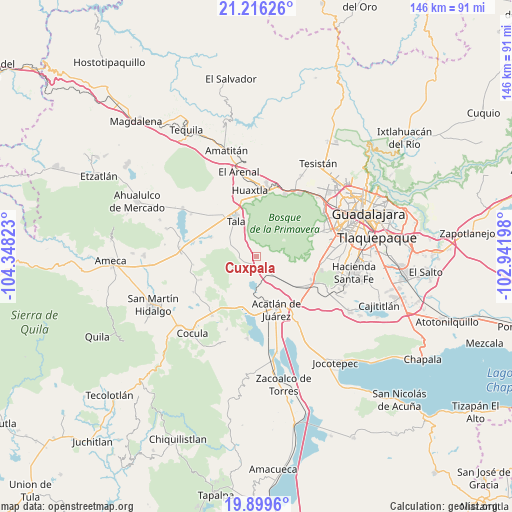 Cuxpala on map