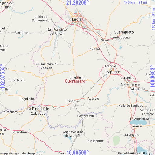 Cuerámaro on map