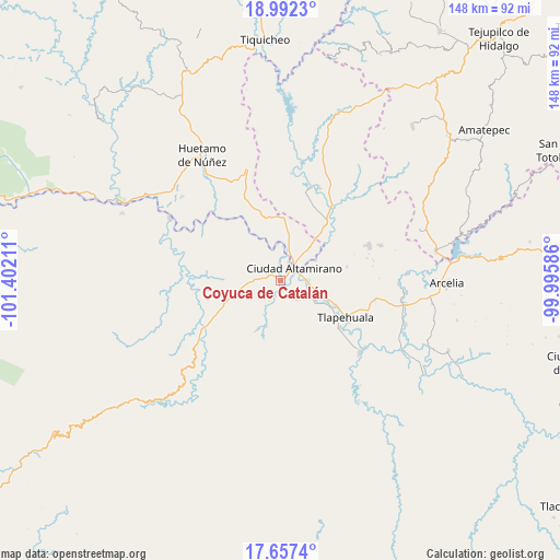Coyuca de Catalán on map