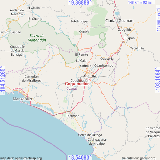 Coquimatlán on map