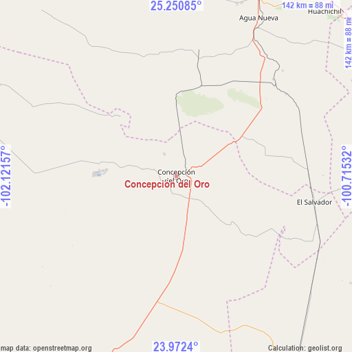Concepción del Oro on map