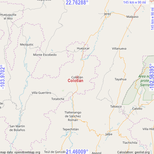 Colotlán on map