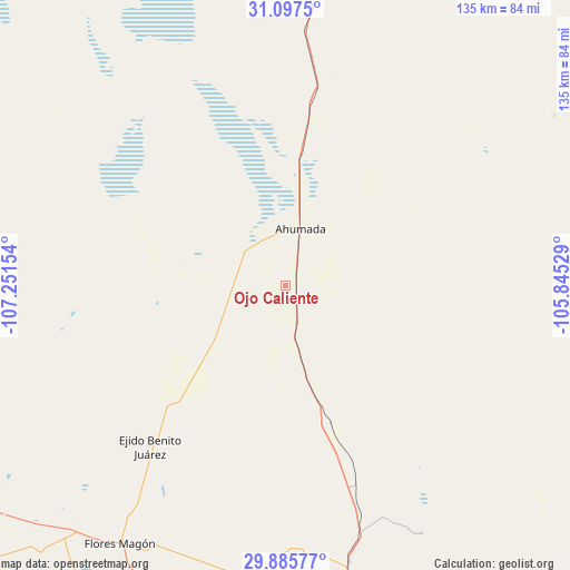 Ojo Caliente on map