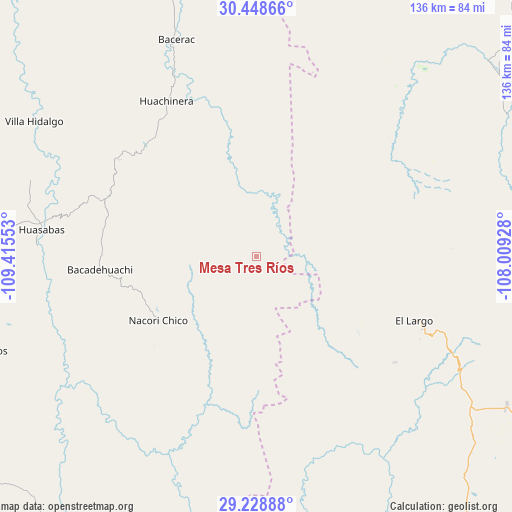 Mesa Tres Ríos on map