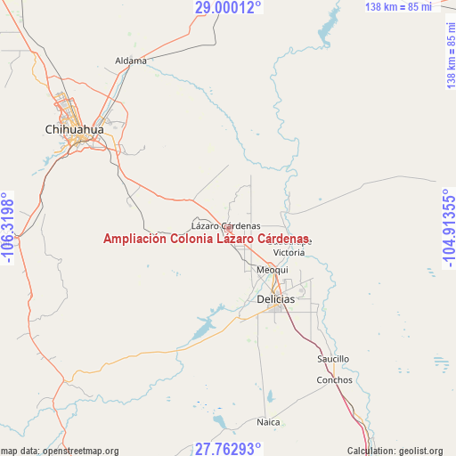 Ampliación Colonia Lázaro Cárdenas on map