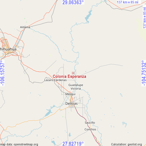 Colonia Esperanza on map