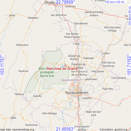 San José de Gracia on map