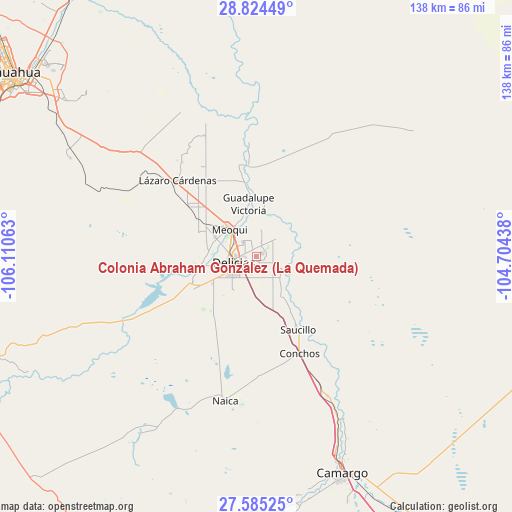 Colonia Abraham González (La Quemada) on map