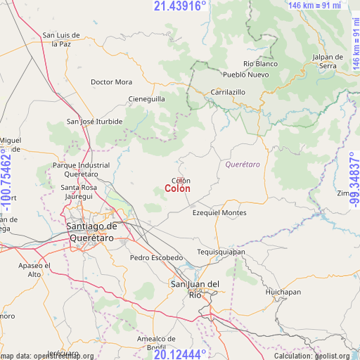 Colón on map