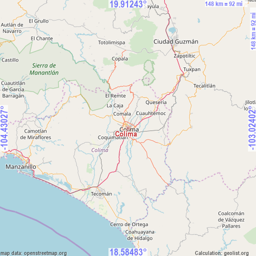 Colima on map