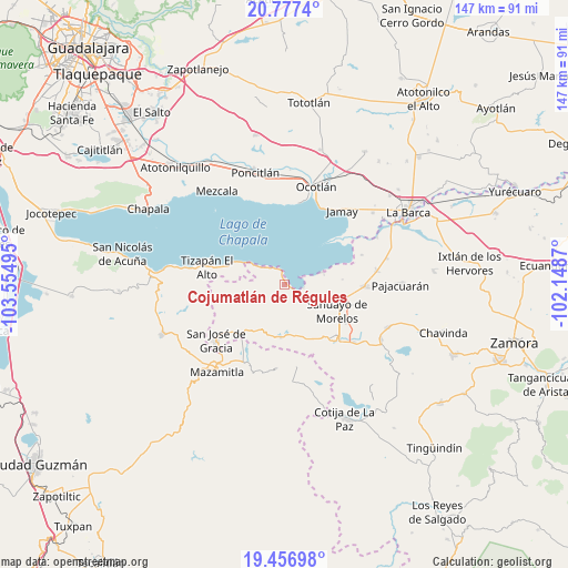 Cojumatlán de Régules on map