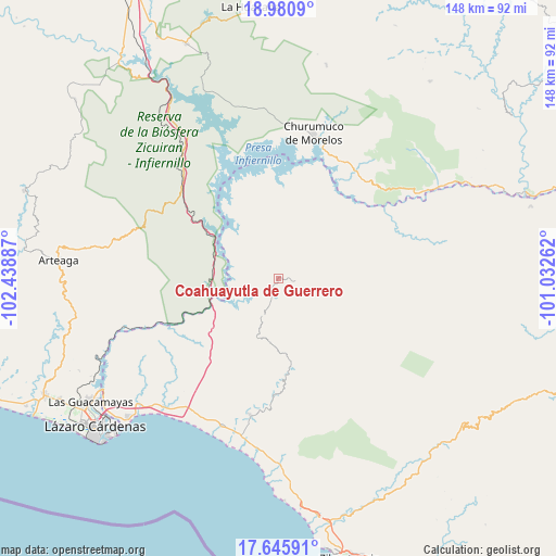 Coahuayutla de Guerrero on map
