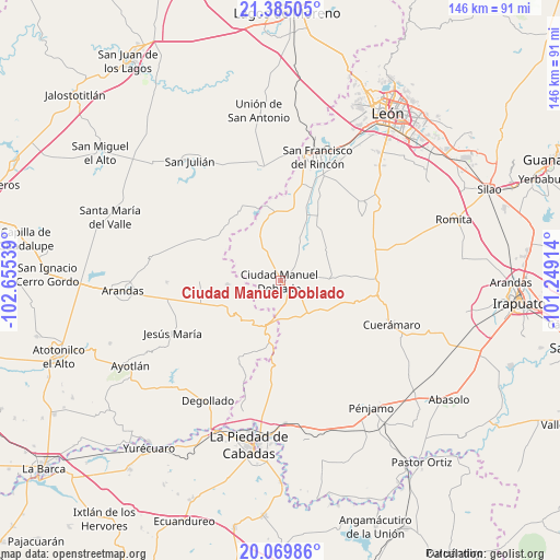 Ciudad Manuel Doblado on map