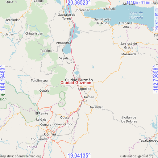 Ciudad Guzmán on map