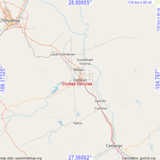 Ciudad Delicias on map