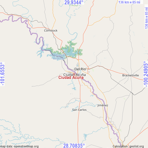Ciudad Acuña on map