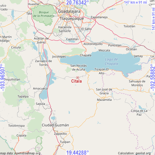 Citala on map