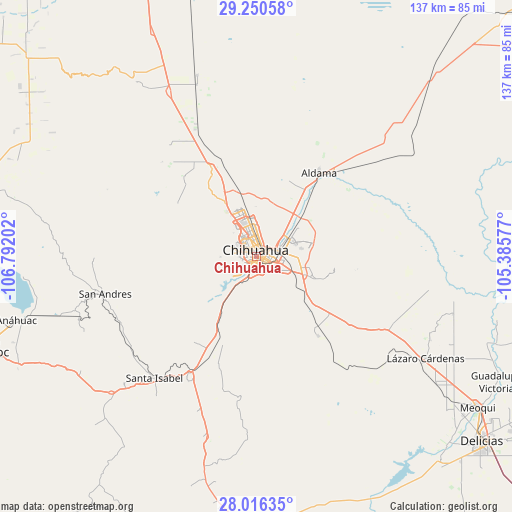 Chihuahua on map