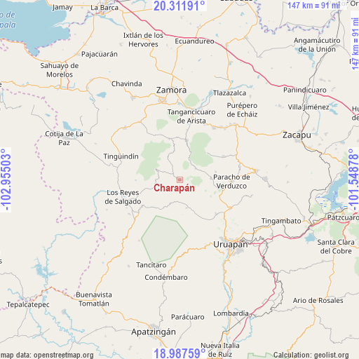 Charapán on map