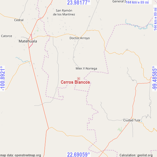 Cerros Blancos on map