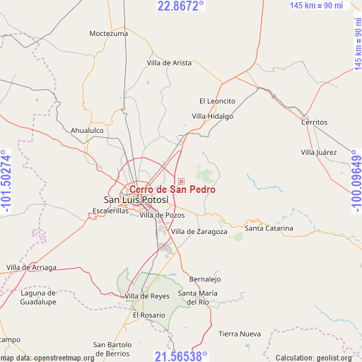 Cerro de San Pedro on map
