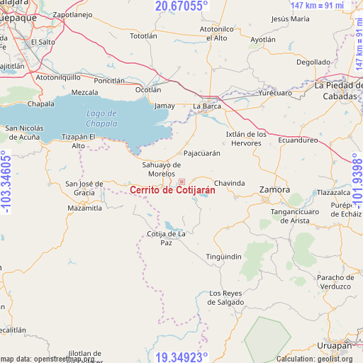 Cerrito de Cotijarán on map