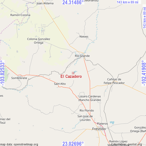 El Cazadero on map
