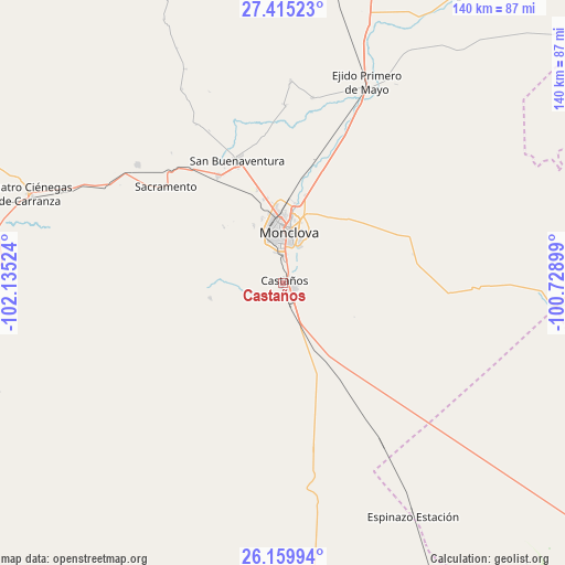 Castaños on map