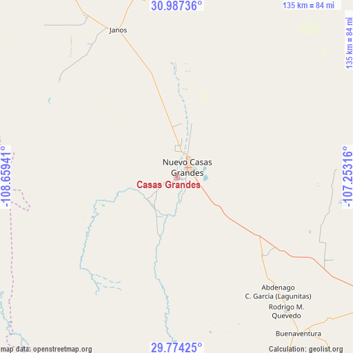Casas Grandes on map