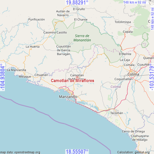 Camotlán de Miraflores on map