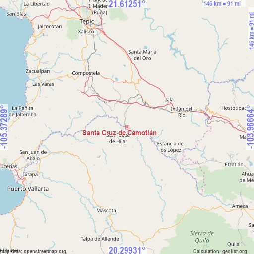 Santa Cruz de Camotlán on map