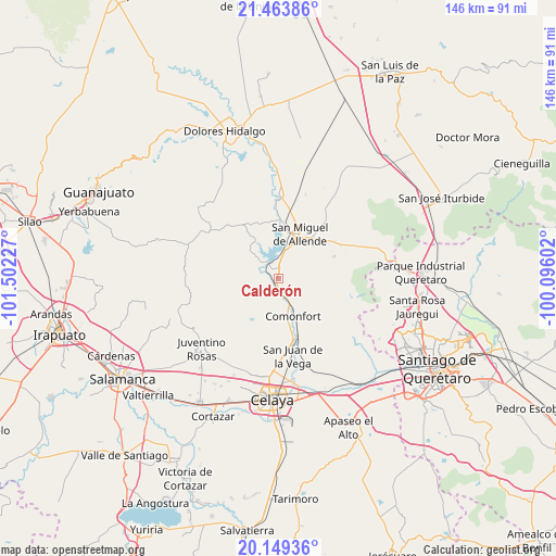 Calderón on map