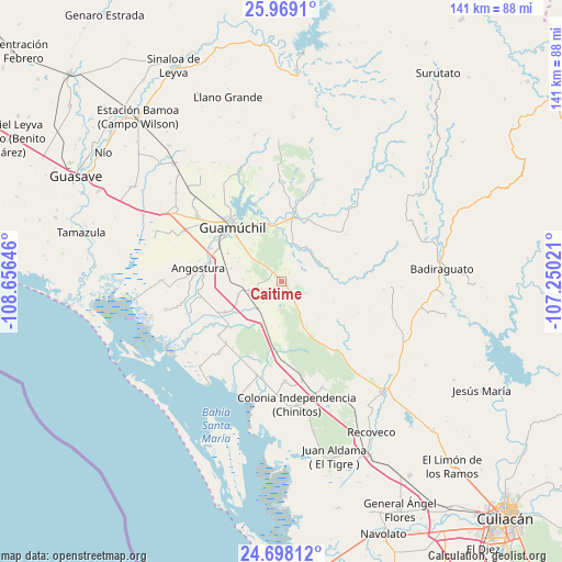 Caitime on map